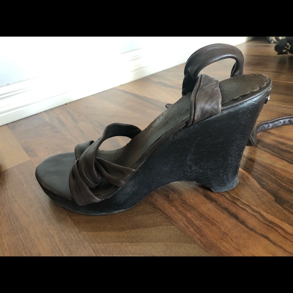 Brown leather wedges - Picture 4 of 4